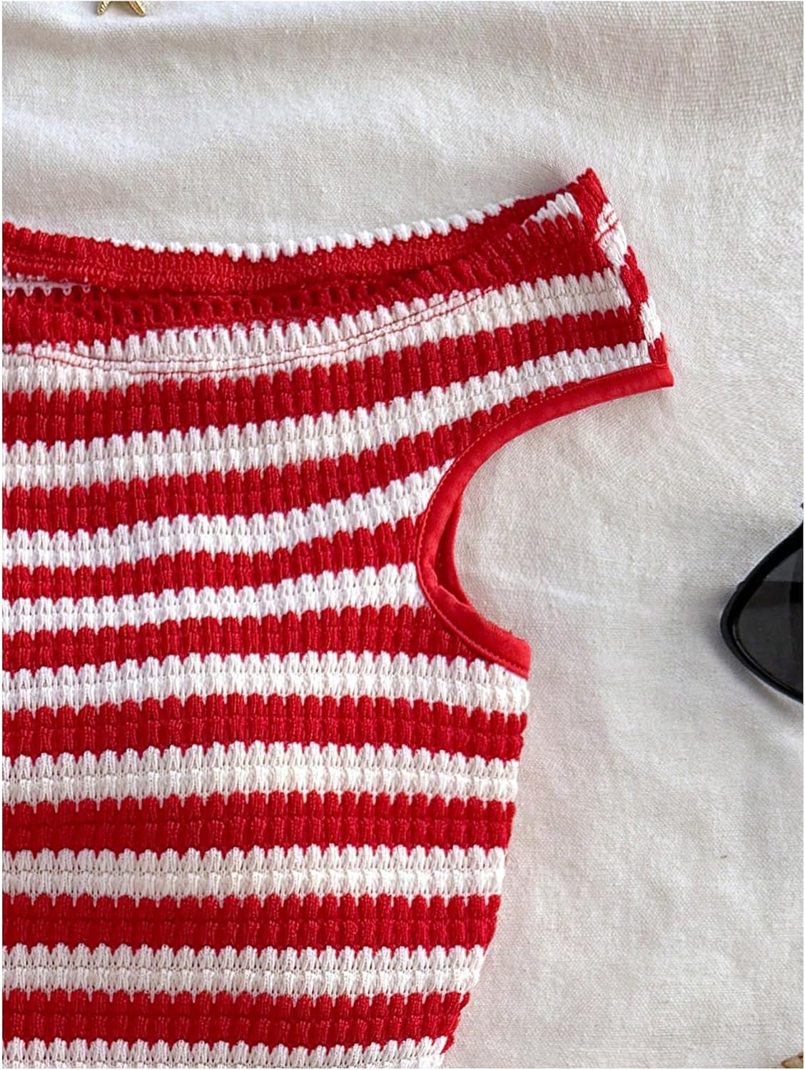 Verdusa Women's 2 Piece Striped Set Off Shoulder Tops and Shorts Summer Two Piece Going Out Beach Vacation - Image 3