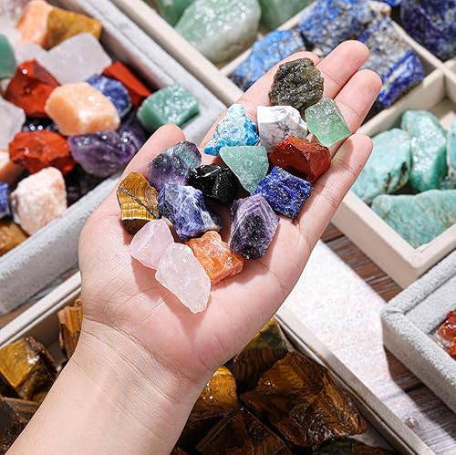 Miniatura 3 de GEHECRST Caja de piedras preciosas de cristal curativo en bruto, piedras de cristal de cuarzo natural de roca áspera a granel para Wicca, Reiki,