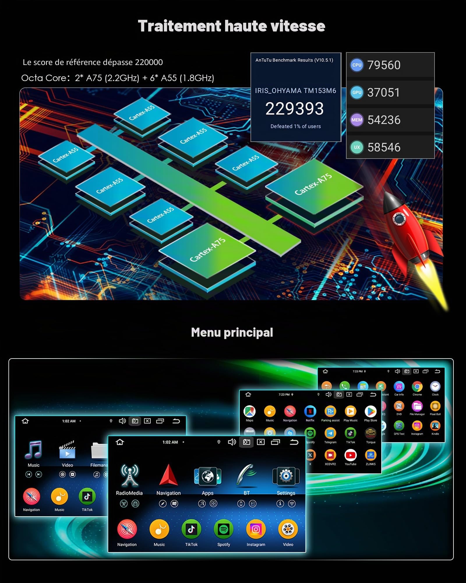7" 4+64GO Android 16 Autoradio Carplay pour Mercedes Classe ML/GL W164 X164 | 8 Core Android Auto GPS Navigateur DSP Bluetooth 5.0 WiFi Canbus Radio Écran tactile Lecteur DVD