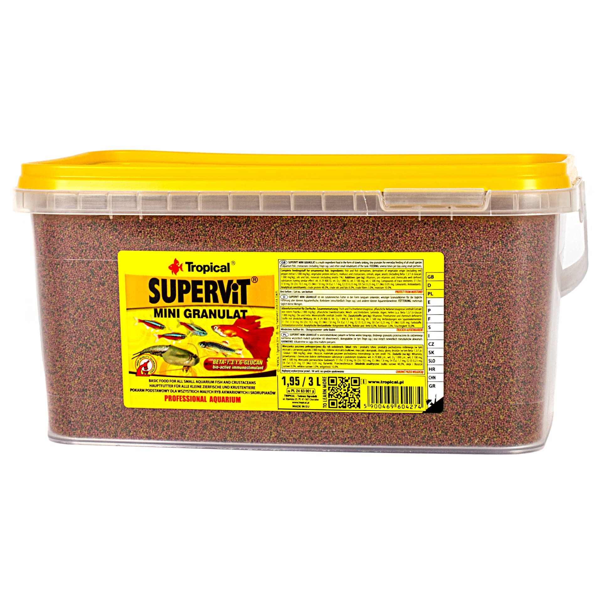 SUPERVIT Mini GRANULAT 3L / 1,95kg - alimento multicomponente en Forma de gránulos Finos Que se Hunde Lentamente