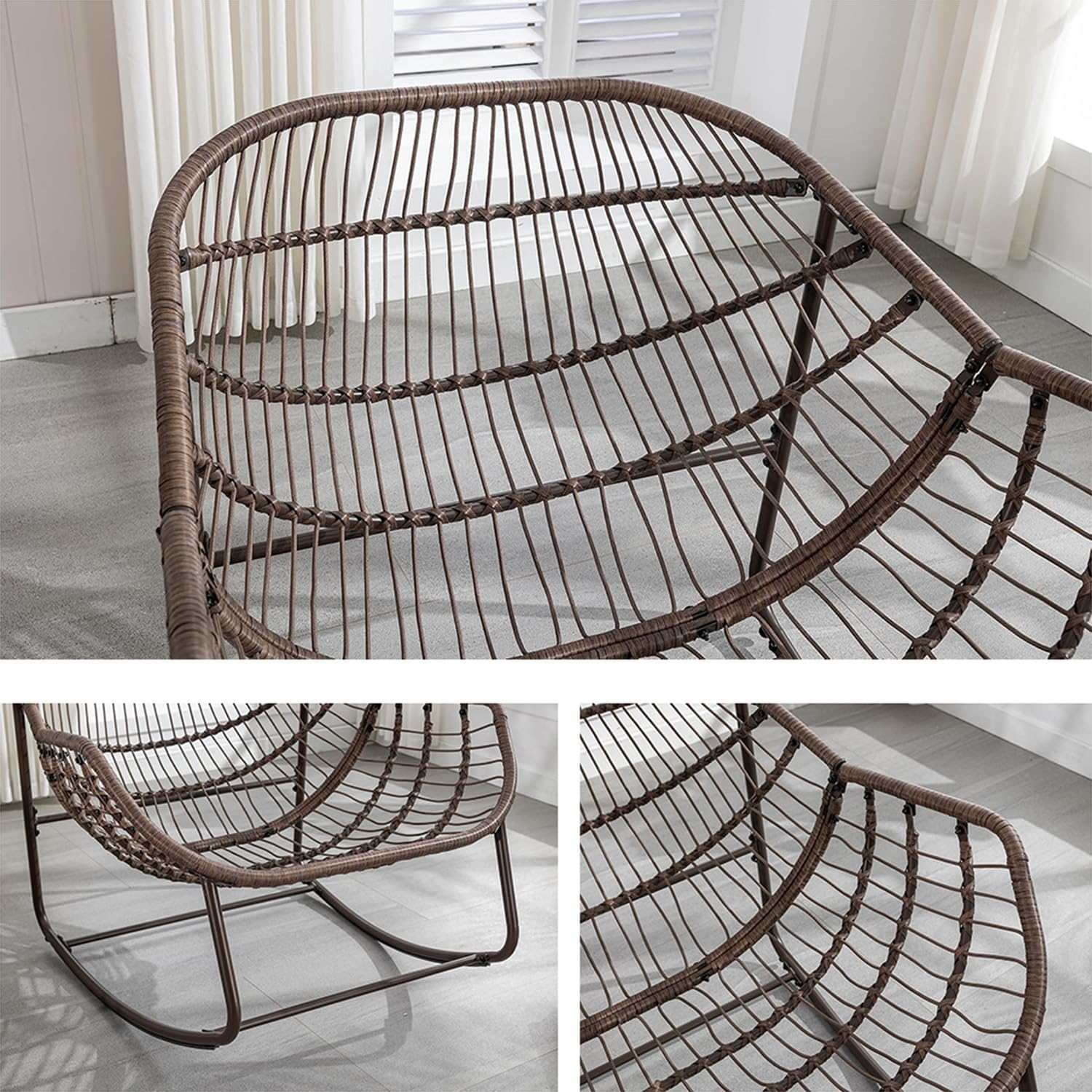 Silla Mecedora con Cojín Sillon de Relax con Soporte de Hierro para Habitación o Salón 150 kg,01