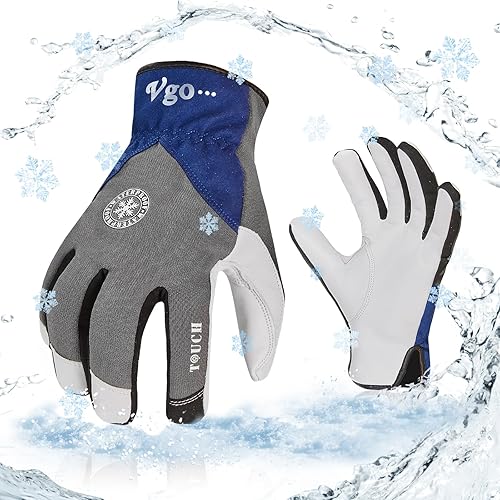 Miniatura 7 de Vgo - 1 par de guantes invernales de trabajo con forro térmico 3M Thinsulate impermeables y resistentes al frío (0 32 ) guantes de seguridad hechos