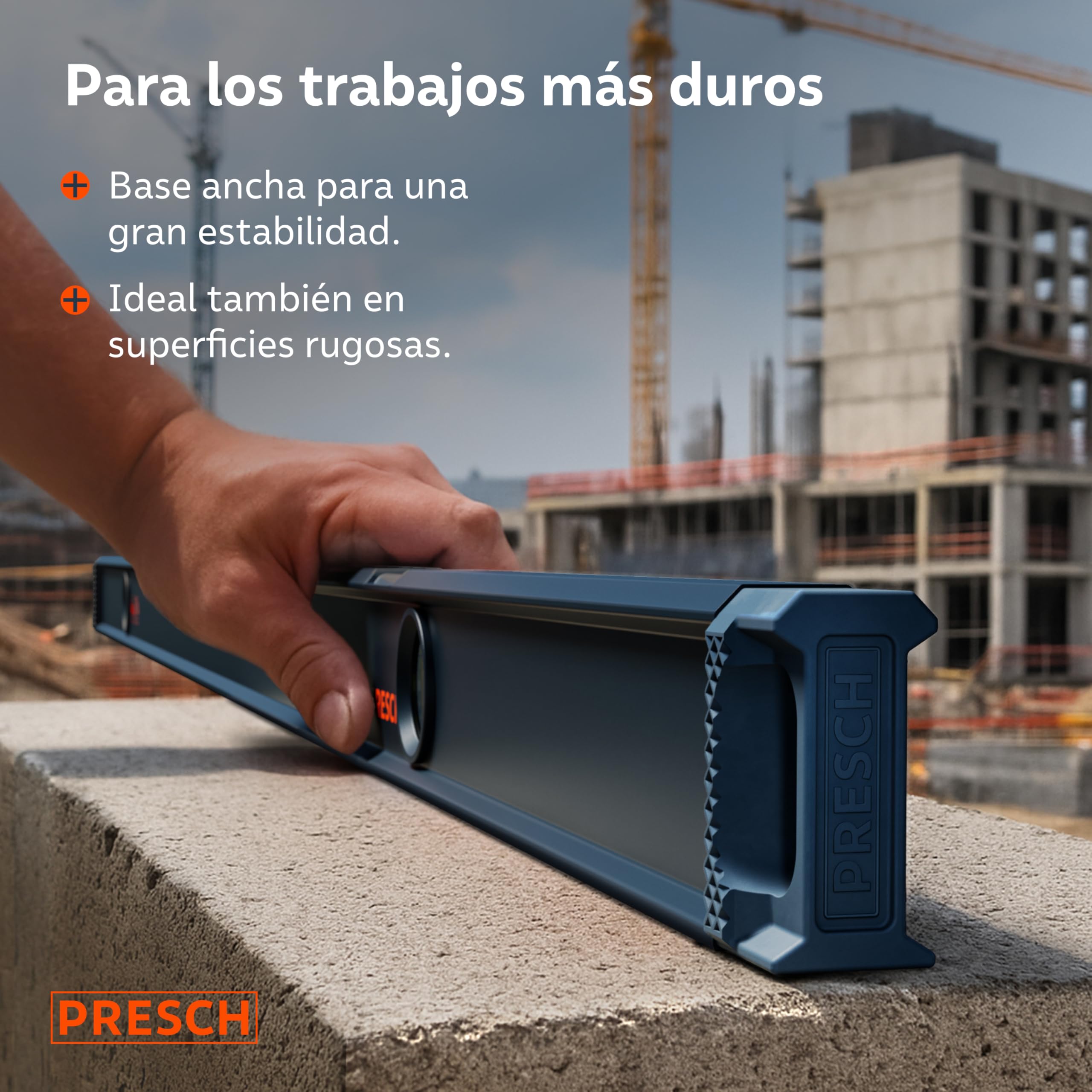 Presch Juego de Niveles Magnéticos 3 pzs. - 40cm, 60cm y 100cm - Ampolla irrompible con pendiente 2% - Ventana de lectura vertical - Tapones antideslizantes innovadores - Niveles de burbuja