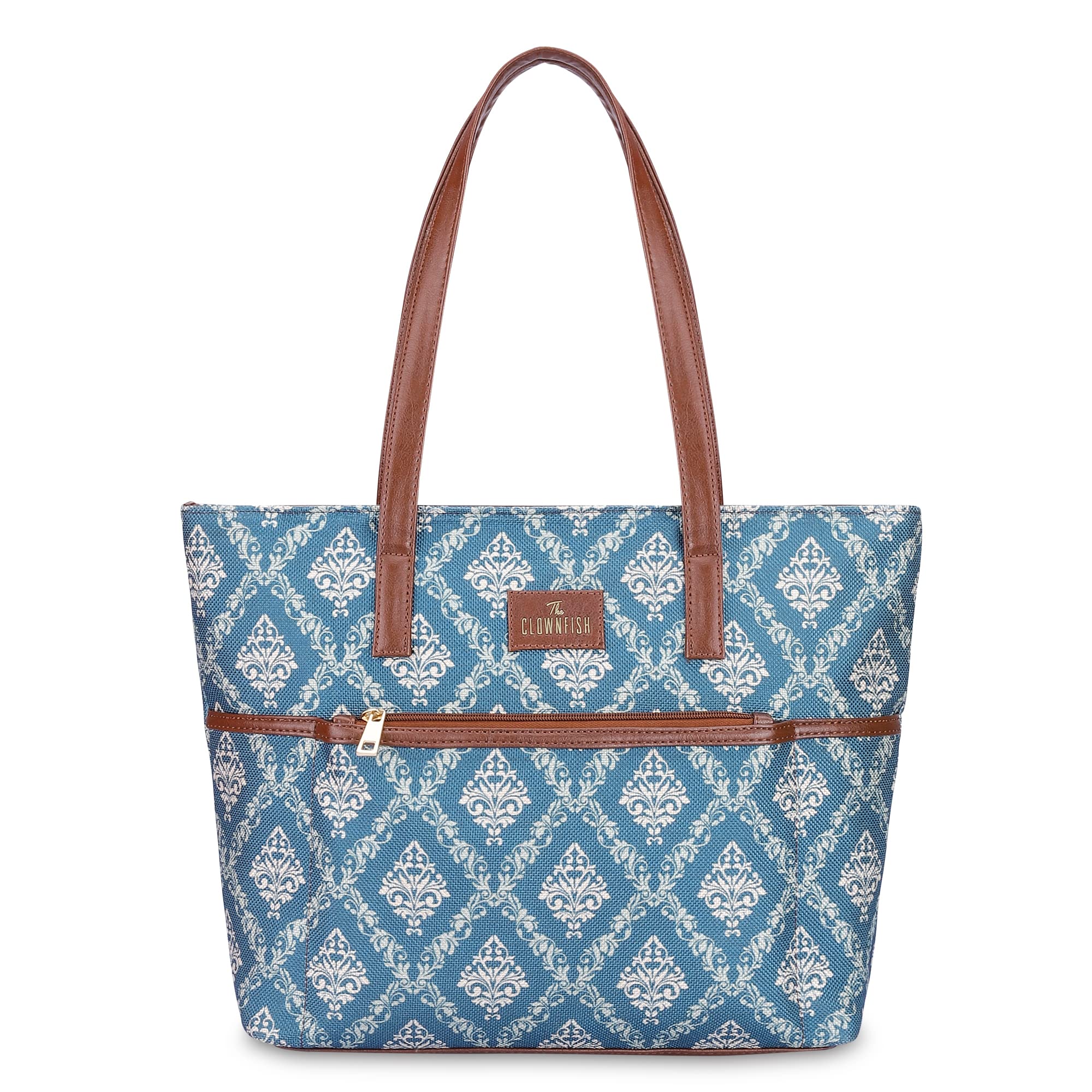 THE CLOWNFISH Concetta Printed Handicraft Fabric & Faux Leather Handbag for Women Office Bag Ladies Shoulder Bag Tote For Women College Girls (Brown) (B0BGBWH1BJ) Amazon Price History, Amazon Price Tracker