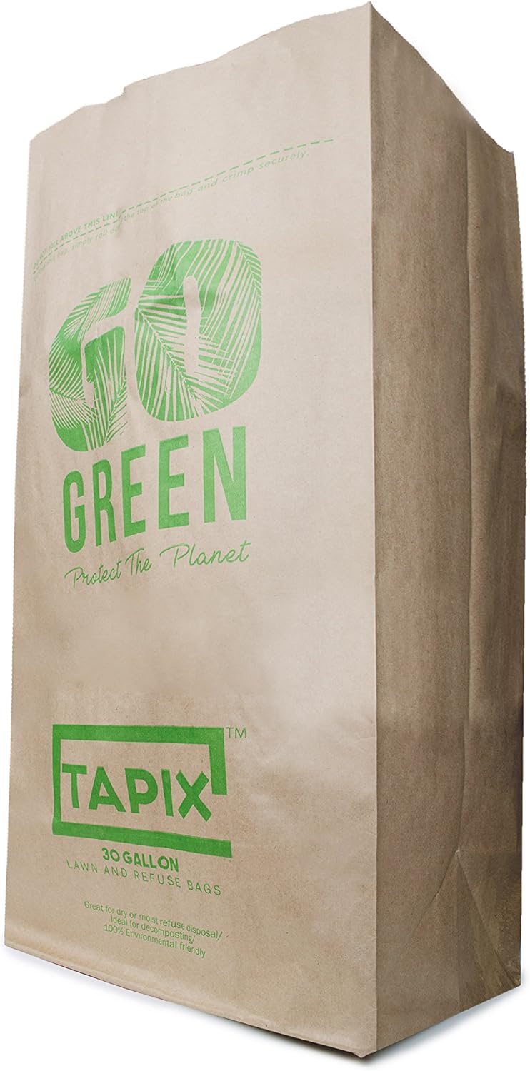 Lawn And Leafs Bags 30 Gallon • Lawn & Leaf Refuse Bags • Environmental Friendly leaf bags paper (8 Count) : Health & Household
