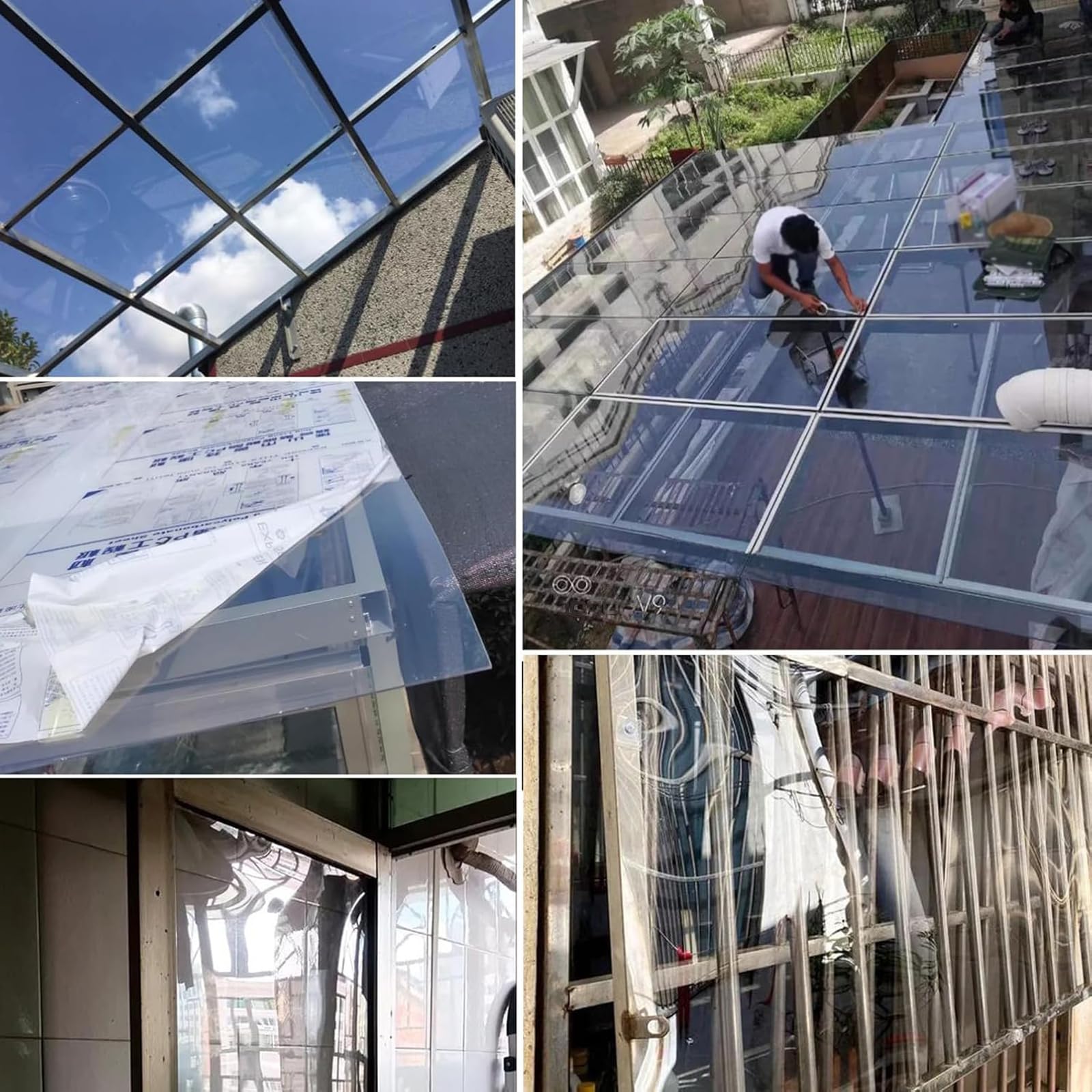 Placas de Invernadero Lámina de Policarbonato Transparentes Planchas de Cubiertas,Paneles de Techo,Tejadillo de Protección contra Sol y Lluvia,Marquesinas Exterior para Jardín (1m x 5m)