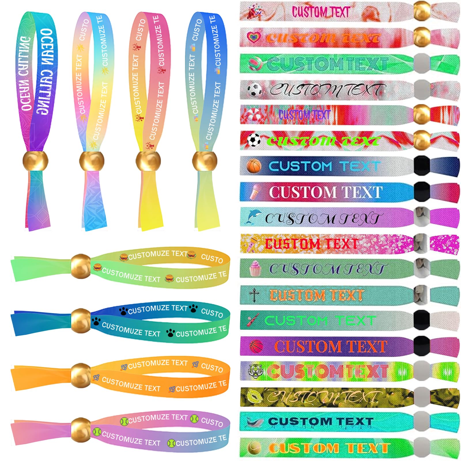 Uniqora 1-1000pcs Custom Cloth Wristbands, Personalised Cloth Wristband with Text & Logo,Personalised Cloth Admission Identification Bracelet for Wedding Party Awareness Club Events (Style 2)