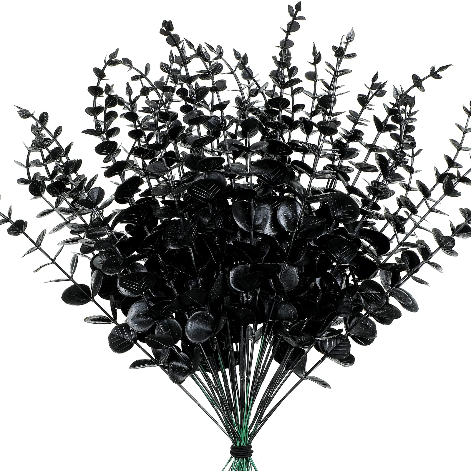 Ysleen 45 pezzi di eucalipto finto 38 cm stelo di eucalipto artificiale rami finti per vasi finti eucalipti foglie bouquet per casa colonica festa di nozze centrotavola decorazione (nero)