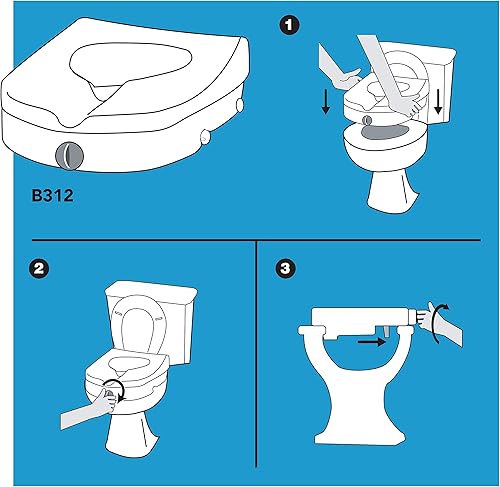 Vista 4 de Carex E-Z Lock - Asiento de inodoro elevado, elevador alargado para asiento de inodoro, añade 5 pulgadas de altura, capacidad de 300 libras, asiento