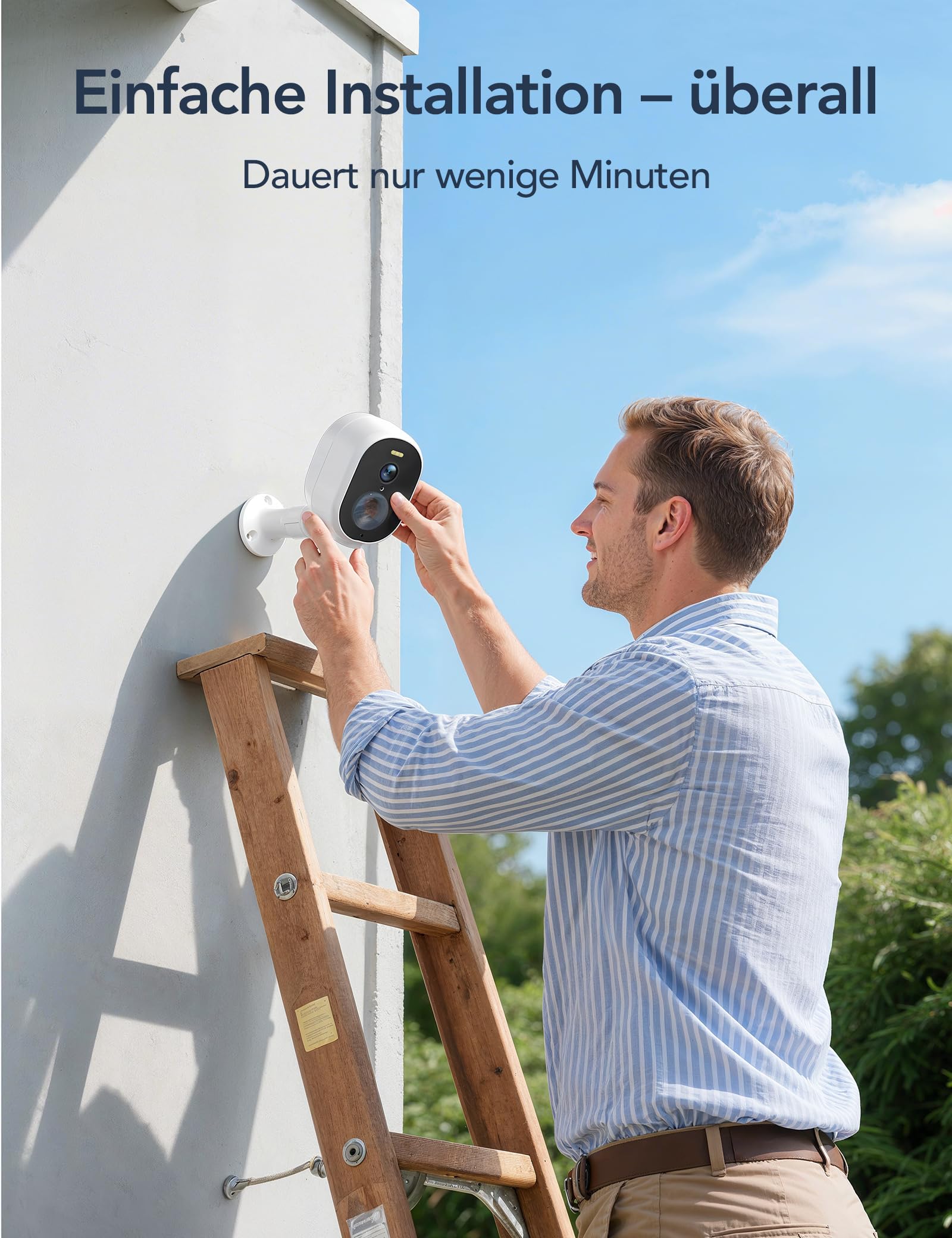 GNCC 2K/4MP Überwachungskamera Aussen Akku, 5GHz/2,4GHz WLAN Kabellose Überwachungskamera außen mit 2-Wege Audio, Bewegungserkennung, Farbige Nachtsicht, IP65 Wasserdicht, 2pcs