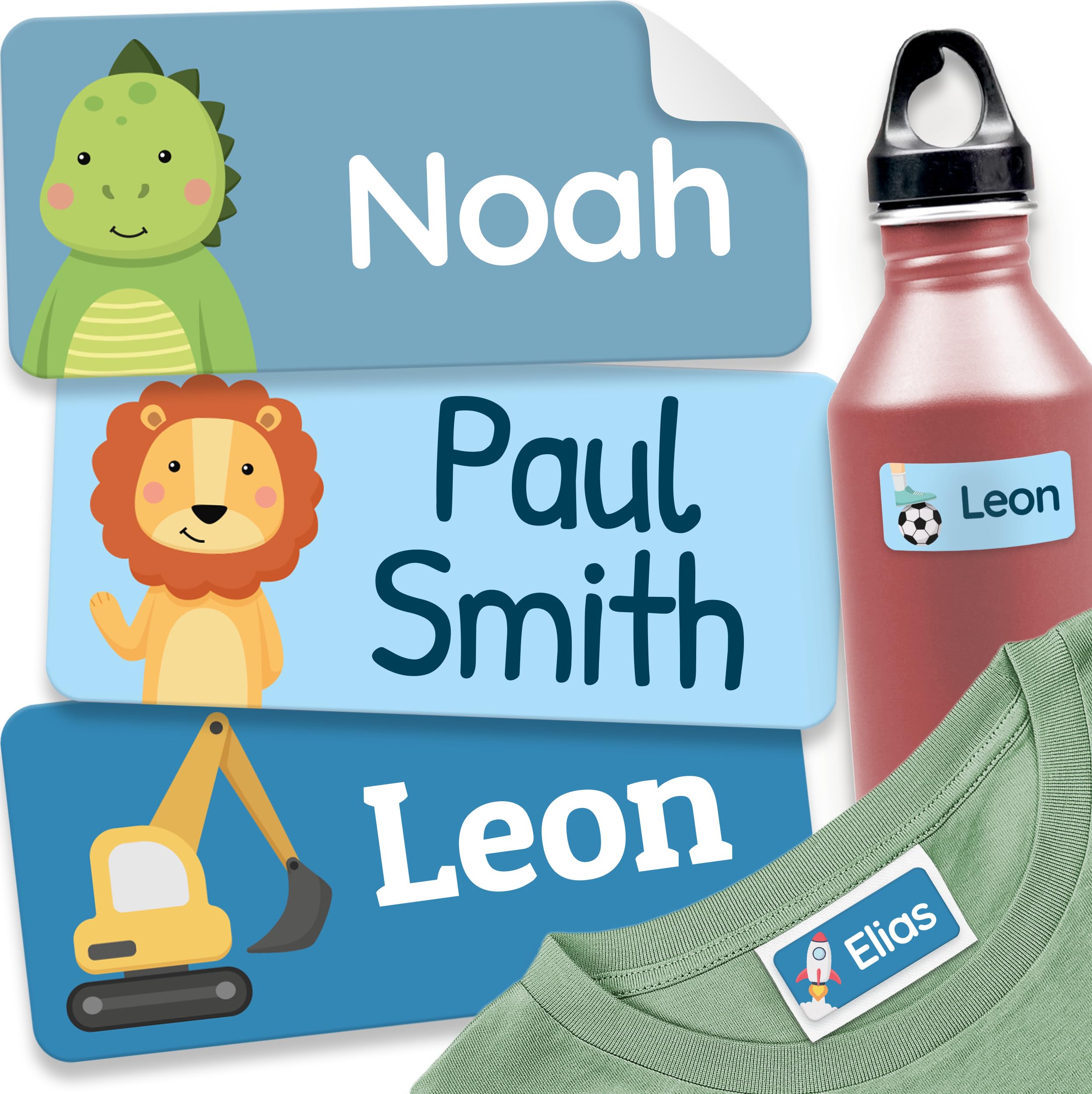 120 Stick on Name Labels for Clothes Kids - Personalised Name Tags for Clothes, School and Nursery - Waterproof and No-Iron Name Stickers for Kids