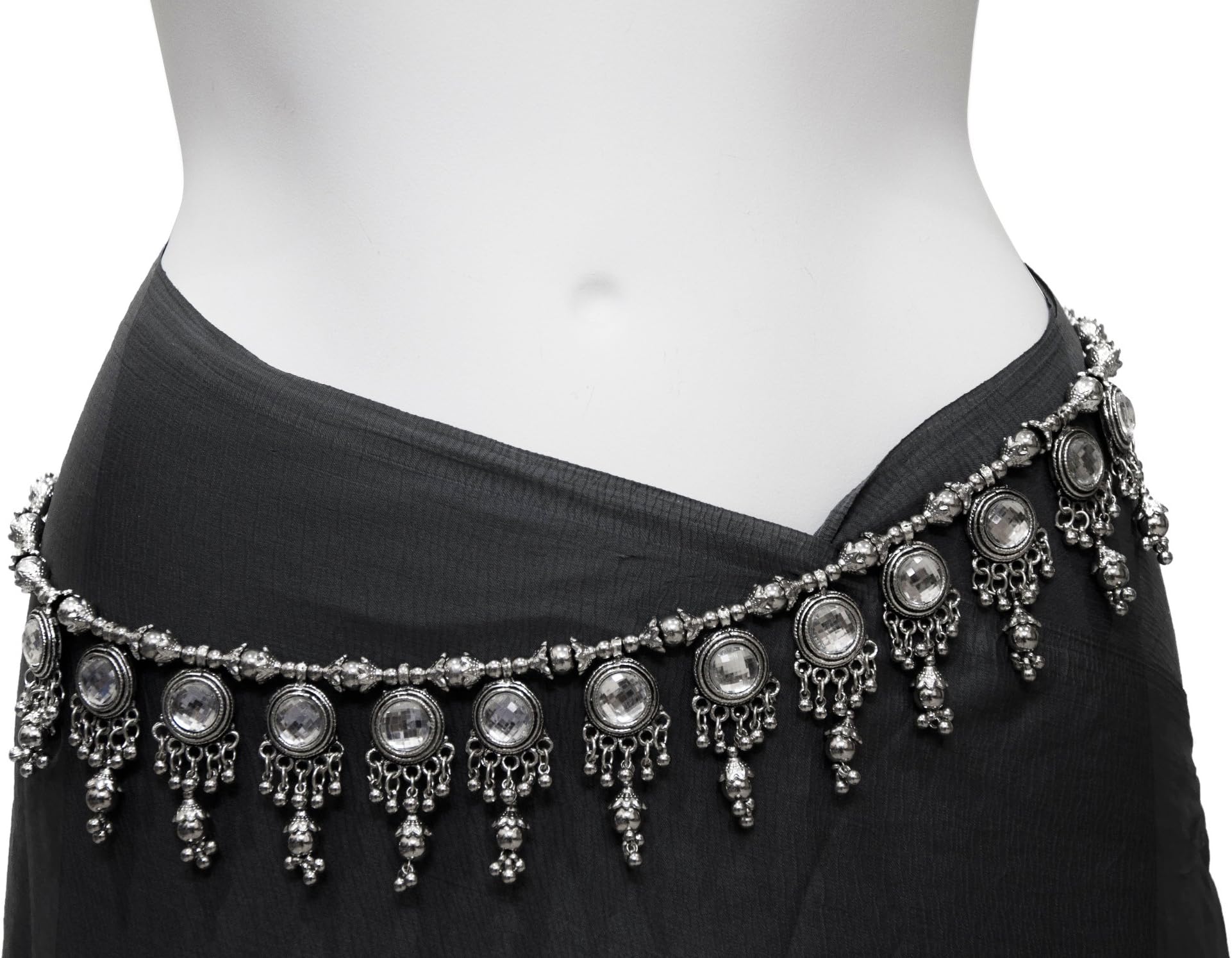 Boho Kuchi Gypsy Belly Dance belt - Silver plated finish - 24.5" crafted length