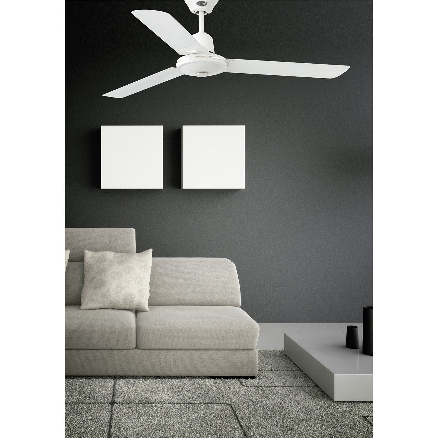 Faro Barcelona 33005 - ECO INDUS Ventilador de techo sin luz, acero, color blanco