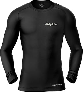 Grip Active Men's Thermal Underwear Breathable Base Layer Long Sleeve Compression Sports Shirts Crew Neck Base Layer Top Fitness Tights for Running Gym Workout