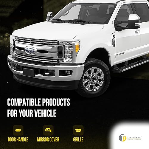 Miniatura 5 de Trim Illusion Patentado Tech ABS431 - Recorte de rejilla cromada compatible con Ford F-250 Super DutyF-350 Super Duty XLXLT 17-19