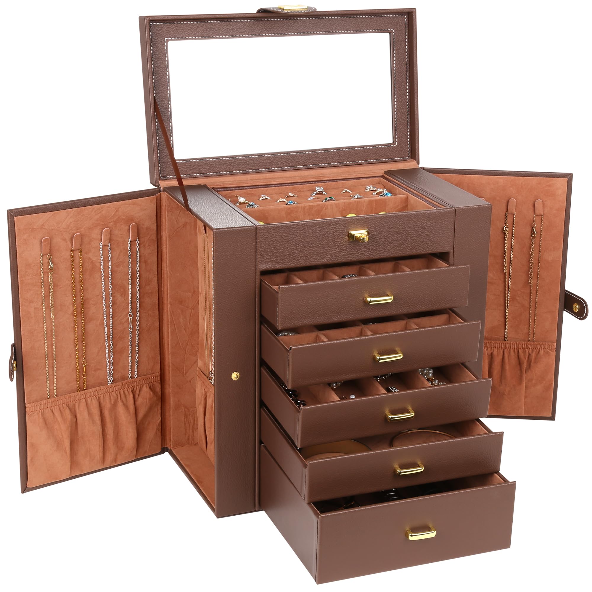 Amazon.com: Kendal Extra Large Jewelry Box Jewelry Case PU Leather