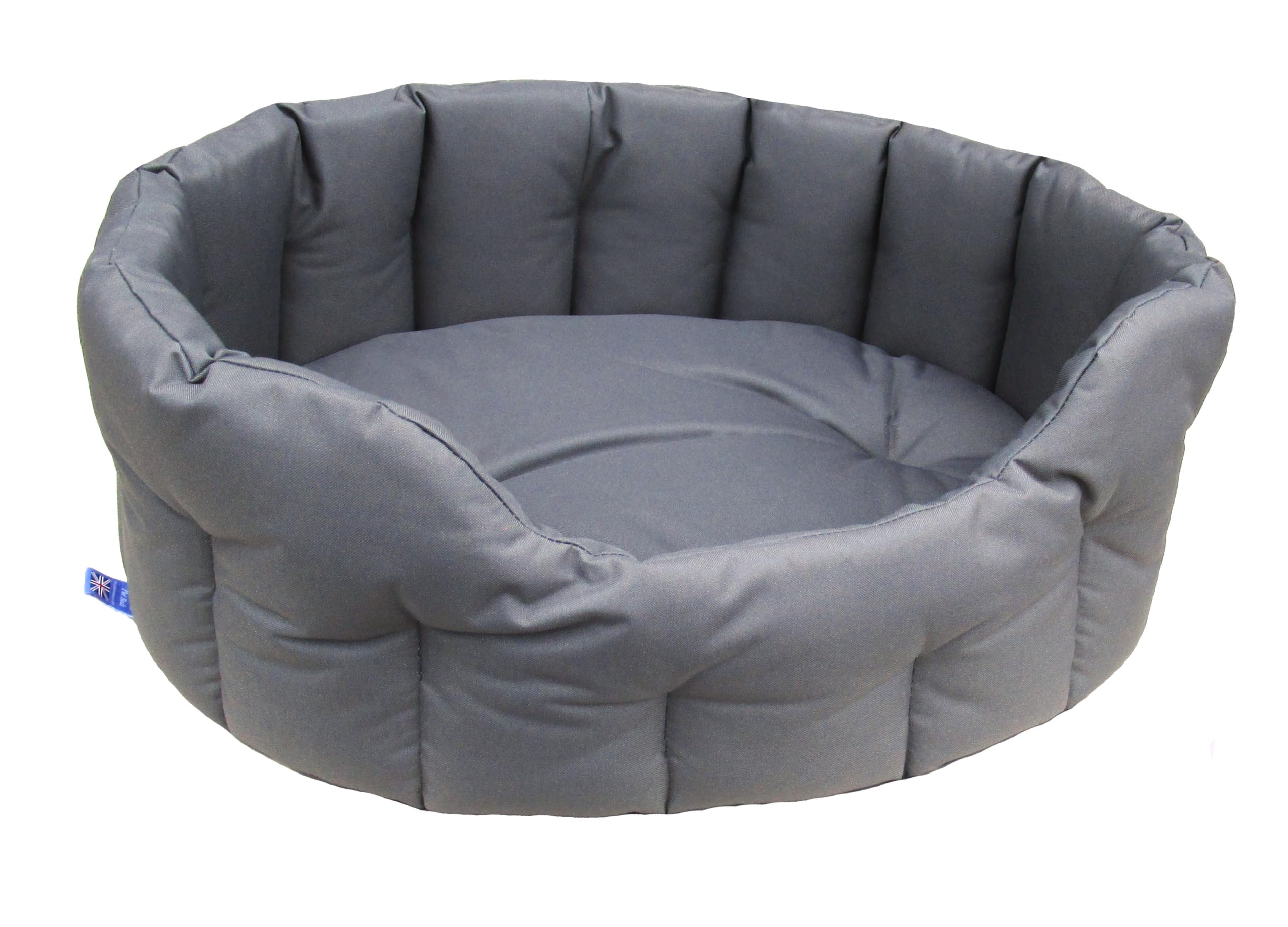 P&L Country Dog Heavy Duty Oval Drop Fronted Waterproof Softee Dog Beds (Grey, M)