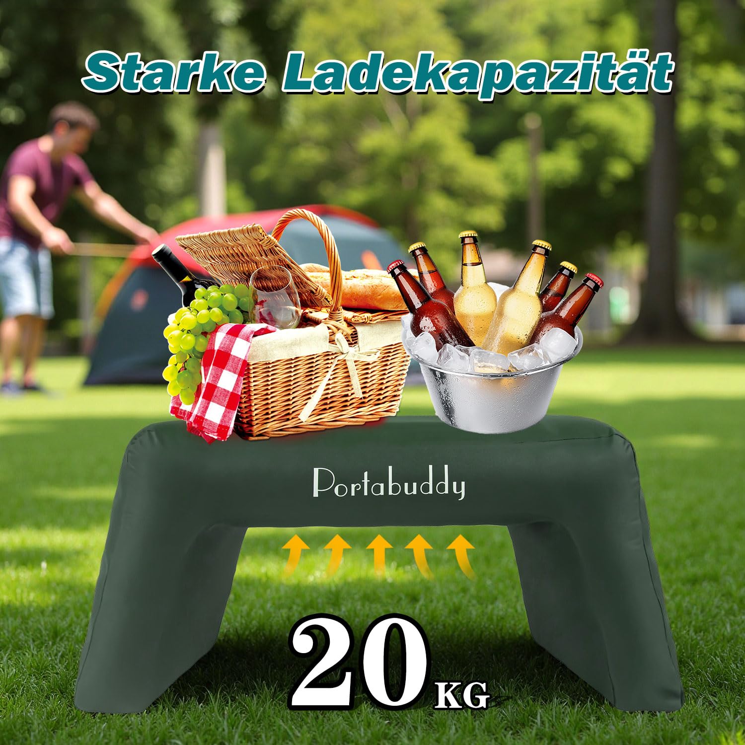 Portabuddy Inflatable Sofa, Gaming Desk, Portable Laptop Table for Gaming, Bed Table, Reading Pad for Bed, Floor or Sofa, for PS5 Gaming, with Armrest and Surround Design, Washable Camping Table