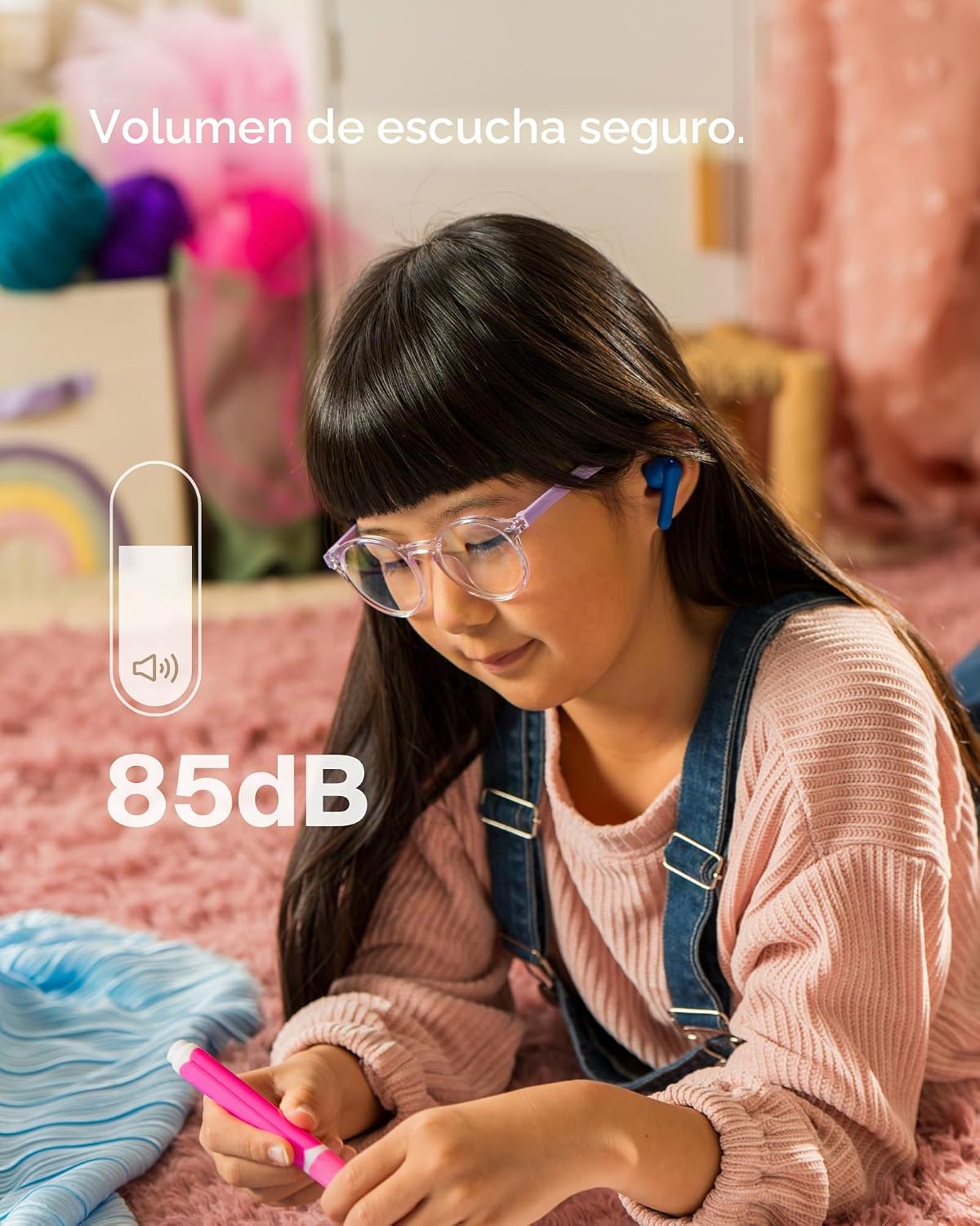 Belkin SoundForm Nano 2 Auriculares Bluetooth para niños con micrófono, 28 Horas de autonomía Total, limitador del Volumen a 85 dB, Resistencia IPX5 al Agua y el Sudor, iPhone, Galaxy y Otros, Azul 4
