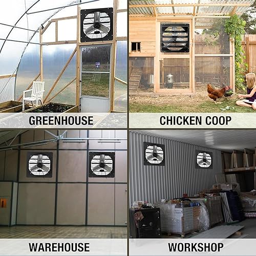 Miniatura 6 de VENTISOL Ventilador de obturador de escape de 24 pulgadas, con controlador de velocidad variable, ventiladores de ventilación montados en la pared