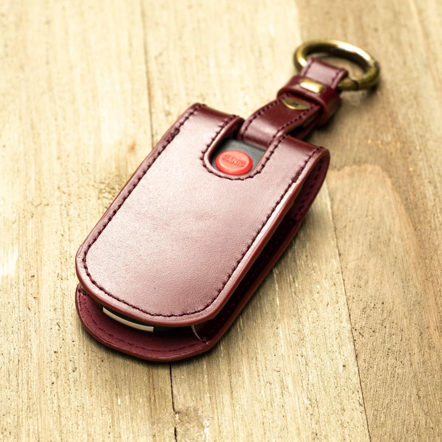 Vitodeco Luxury Premium Genuine Leather Smart Key Fob Case Compatible with Porsche Cayenne, Macan, Panamera, 718, 911, Taycan 2020-2025 (3 or 4 Button, Tocora Red)