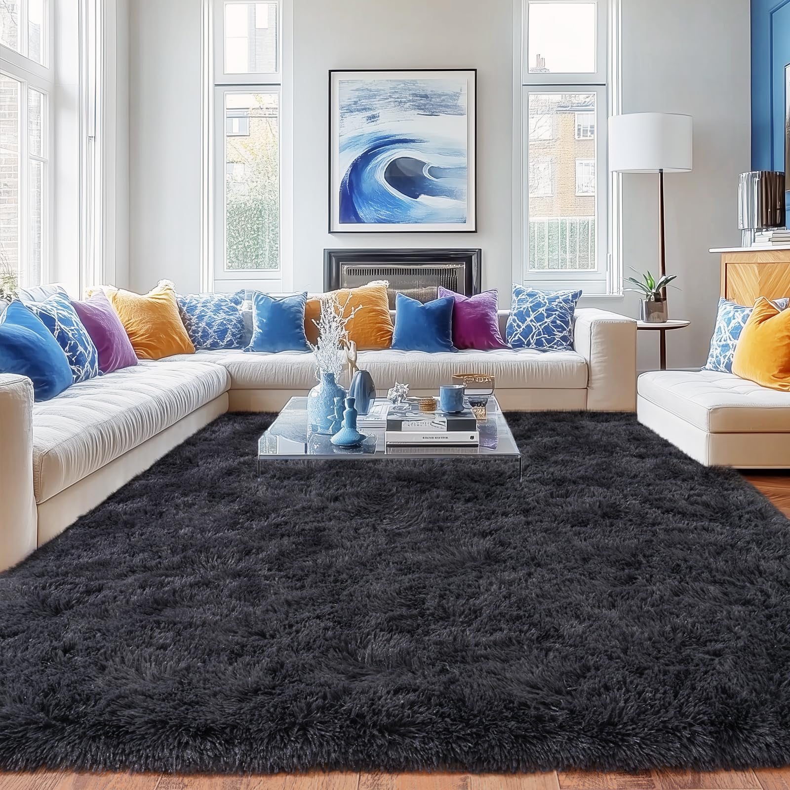 Quntue Rugs for Living Room 5x7, Soft Shaggy Modern Shag Area Rug for Bedroom, Upgrade Non-Slip Plush Fluffy Carpet for Kids Boys Girls Room Home Decor Aesthetic, Charcoal Gray — image 1