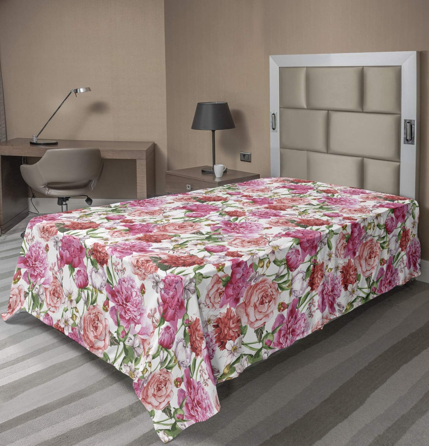 Ambesonne Rainforest Flat Sheet, Palm Trees and Exotic Plants in Tropical Jungle Wild Nature Theme Illustration, Soft Comfortable Top Sheet Decorative Bedding 1 Piece, Queen Size, Green : Home & Kitchen