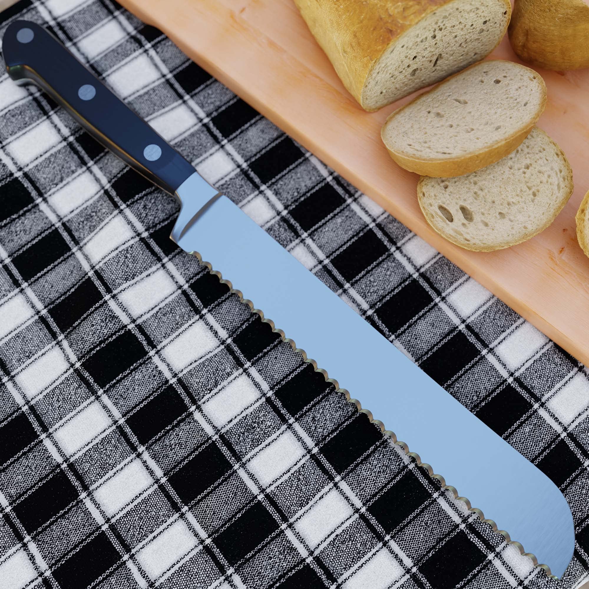 Giesser seit 1776 - Made in Germany - Brotmesser geschmiedet schwarz Skyline black, 20 cm Klinge mit Wellenschliff, genietet, spülmaschinengeeignet, rostfrei