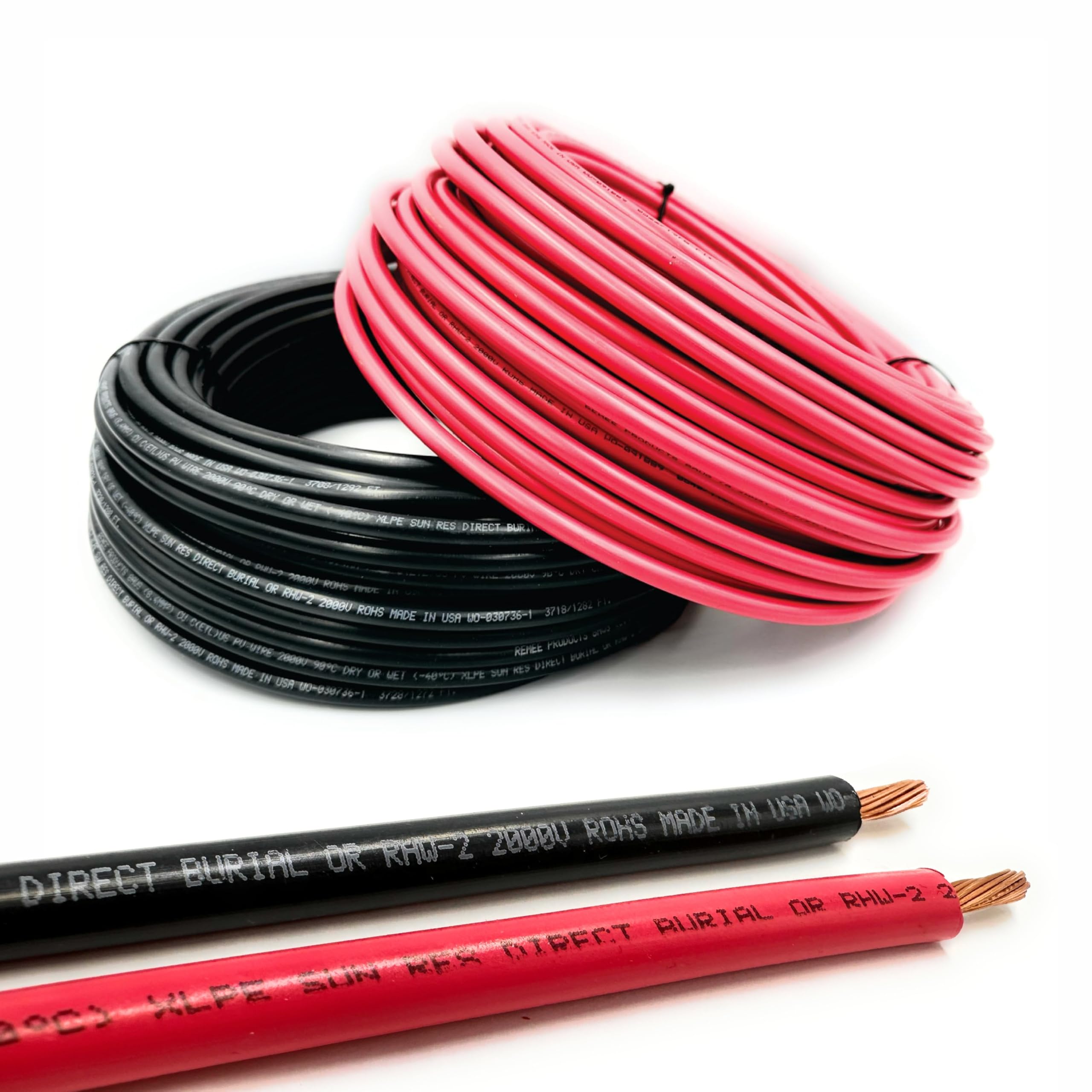 NATIONAL Wire&Cable 8 Gauge Solar Panel Professional Wire - Made in USA - 2x30 Ft Copper PV Wire UV Resistant Cable for Boat Marine Automotive RV