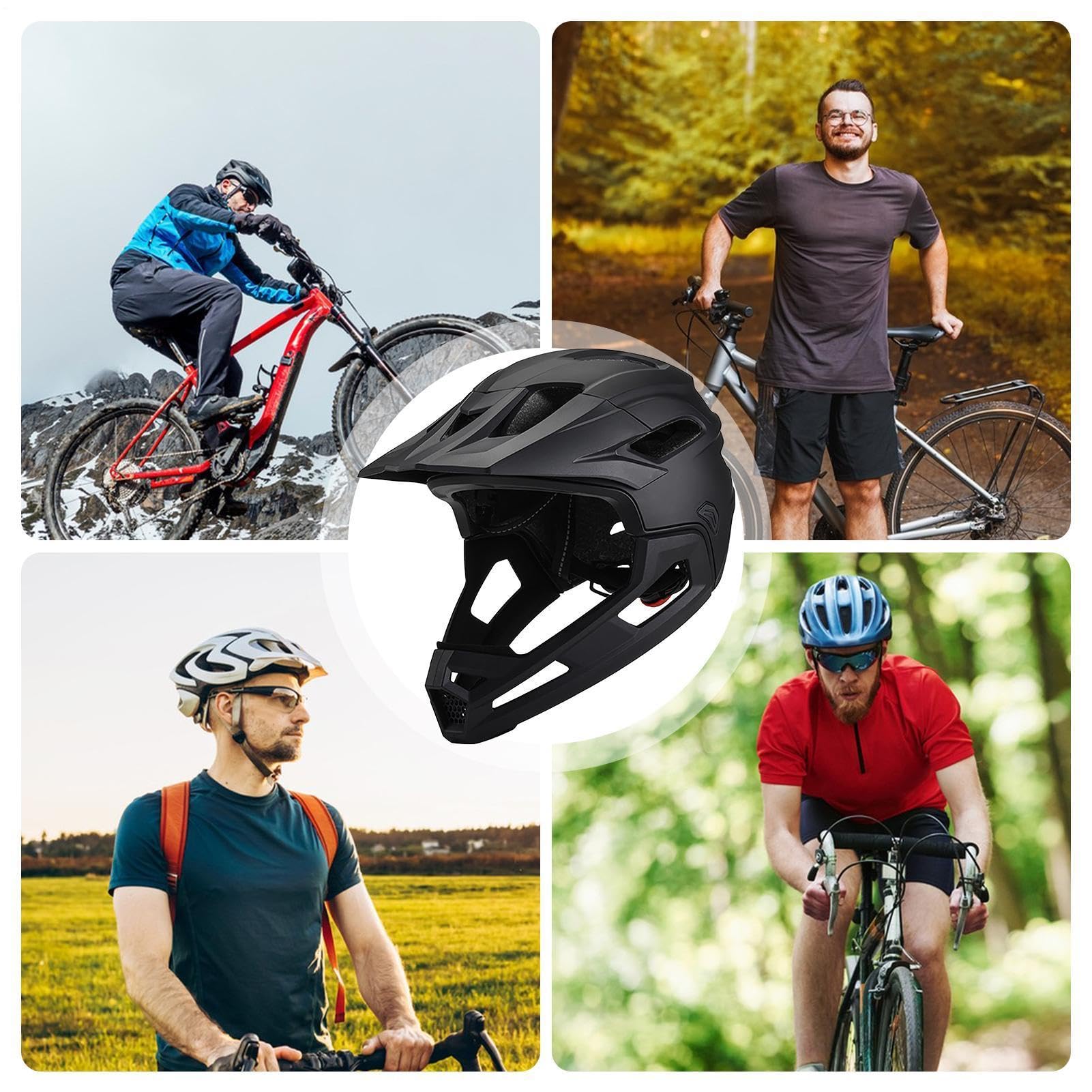 Casco De Bicicleta De Montaña - Casco Integral Adulto con Mentonera Desmontable, para Ciclismo, Monopatín, Accesorios para Deportes Al Aire Libre, Circunferencia De La Cabeza: 58-62 CM