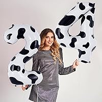 Vista 5 de Globo con número 4 de impresión de vaca, grandes globos de cumpleaños con número de vaca de 40 pulgadas, globos de Mylar de aluminio con número 4
