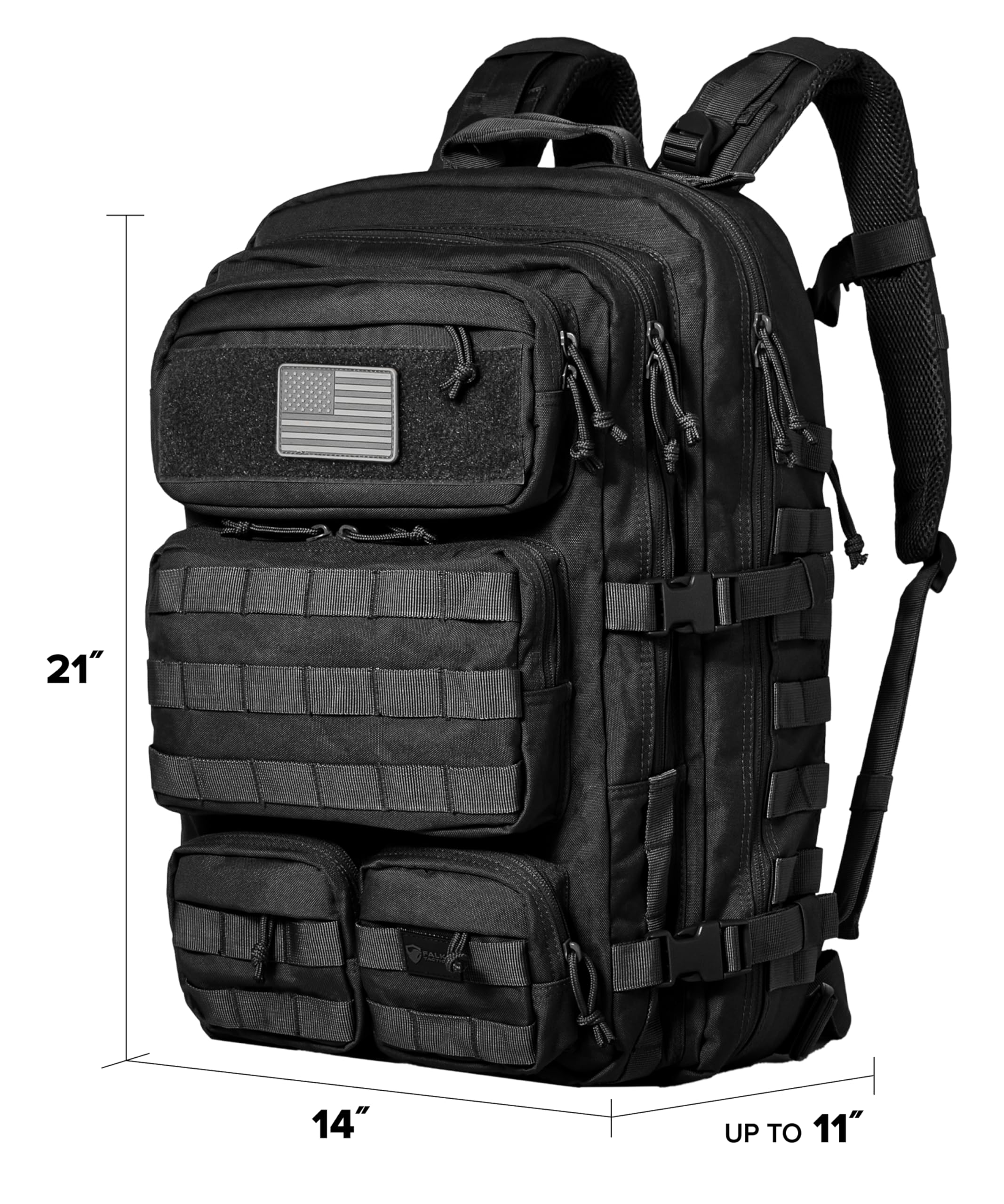Falko Taktischer Rucksack für Damen und Herren, 50 l, 2,4 x stärker, großer Militär-Molle-Rucksack, Notfall-Outdoor-Rucksack