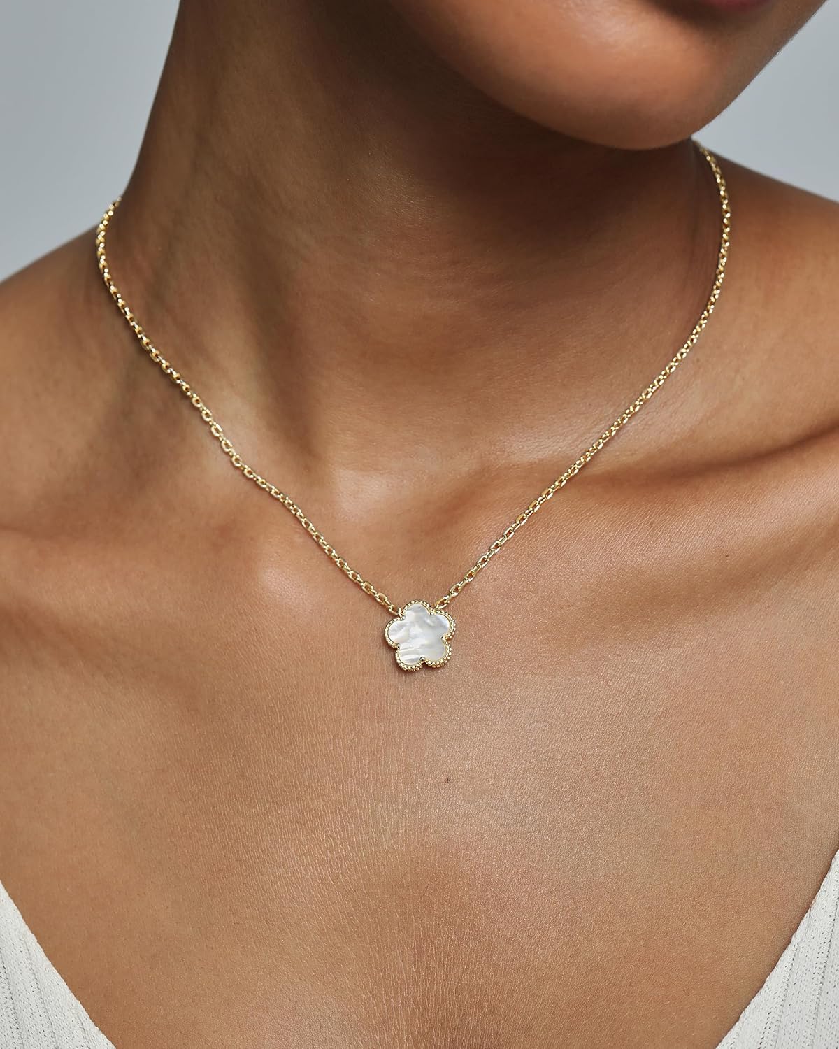 PAVOI 14K Gold Plated Clover Necklaces for Women - Lucky Four Leaf Clover Necklace Pendant - Trendy Flower Black Onyx Gemstone Mother of Pearl Jewelry Gifts - Image 2