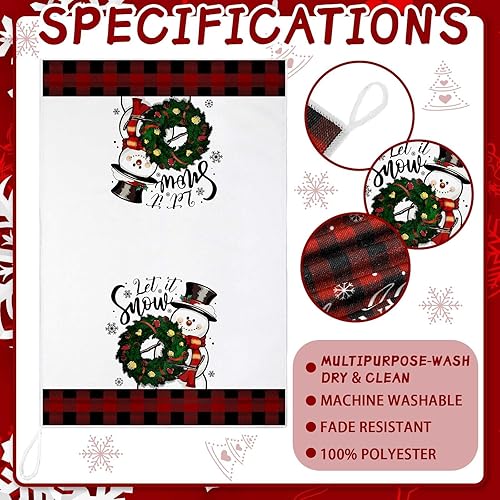 Miniatura 3 de Preboun 6 toallas de cocina de Navidad a cuadros de búfalo, toallas de mano de invierno, paños de cocina de granja, regalos de inauguración de la