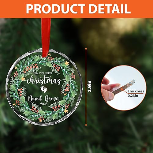 Miniatura 6 de Adorno personalizado de cristal para bebé, adorno personalizado para la primera Navidad del bebé, recuerdo de la primera Navidad, adornos para bebé,