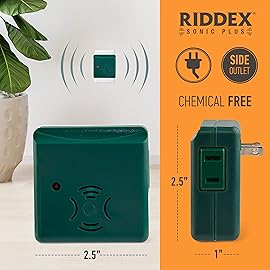 Riddex Sonic Plus Ultrasonic Pest Repeller, Plugs in with extra Outlets Indoor Use - Insect Repellent - Bug Repellents for Home Defense - Protect Against Rodents & Insects, Chemical Free(3 Pack Green)
