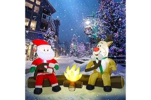 Joliyoou Santa & Reindeer Inflatable Christmas Outdoor Decorations