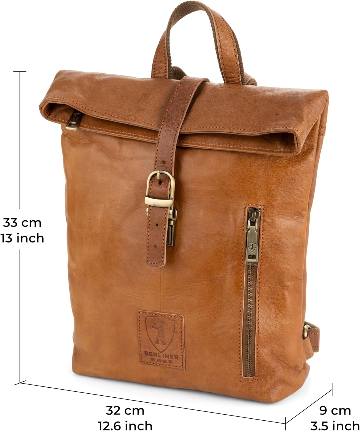 BERLINER BAGS Vintage Genuine Leather Backpack Seattle, Small Backpack, Bookbag for Women - Brown - Image 7