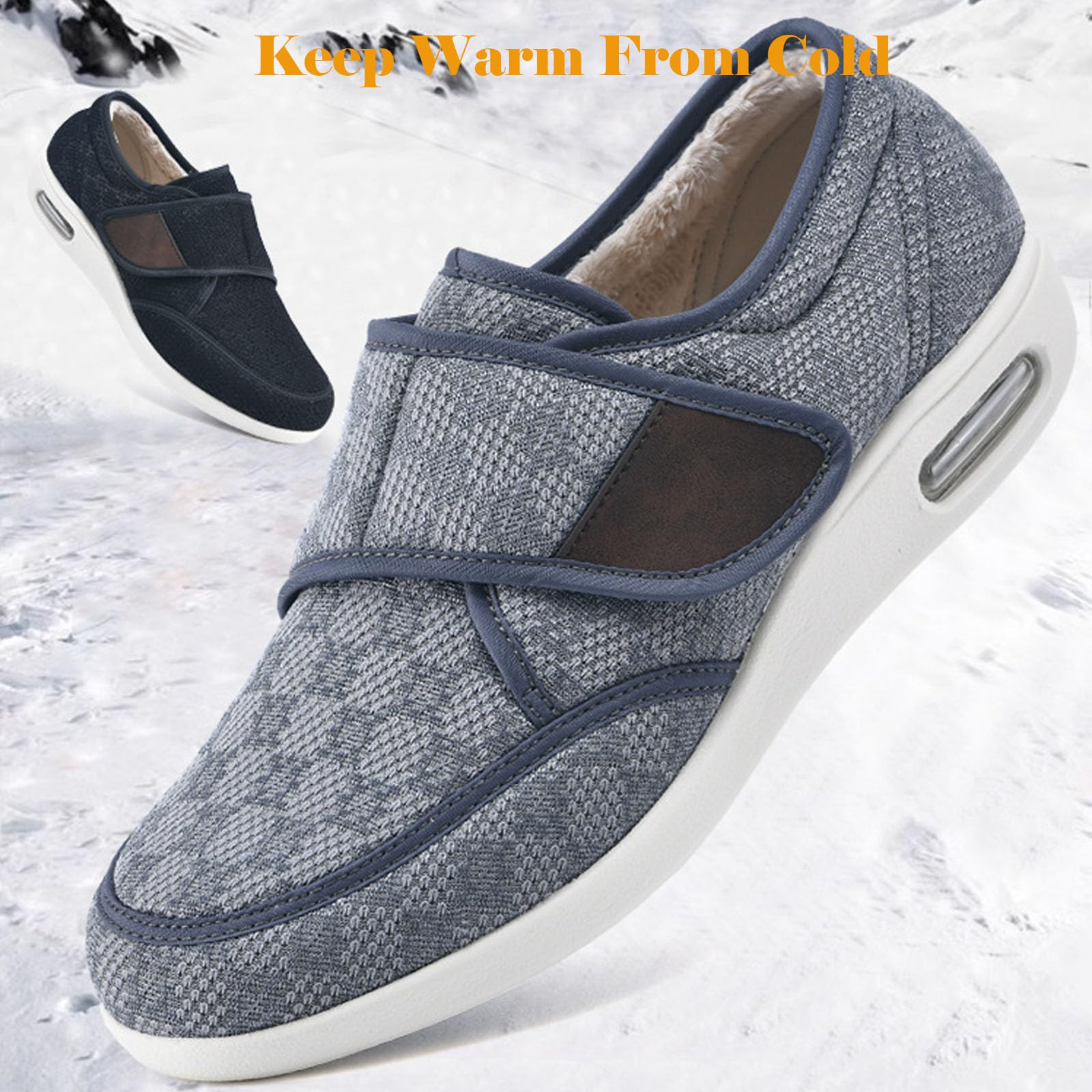 bumuam Zapatos para diabéticos para pies hinchados,Ajustable Zapatos Turgente Pies Pantufla, Anciano Cómodo Botas, Diabético Obesidad Zapatillas EU 46(30cm/11.8in)
