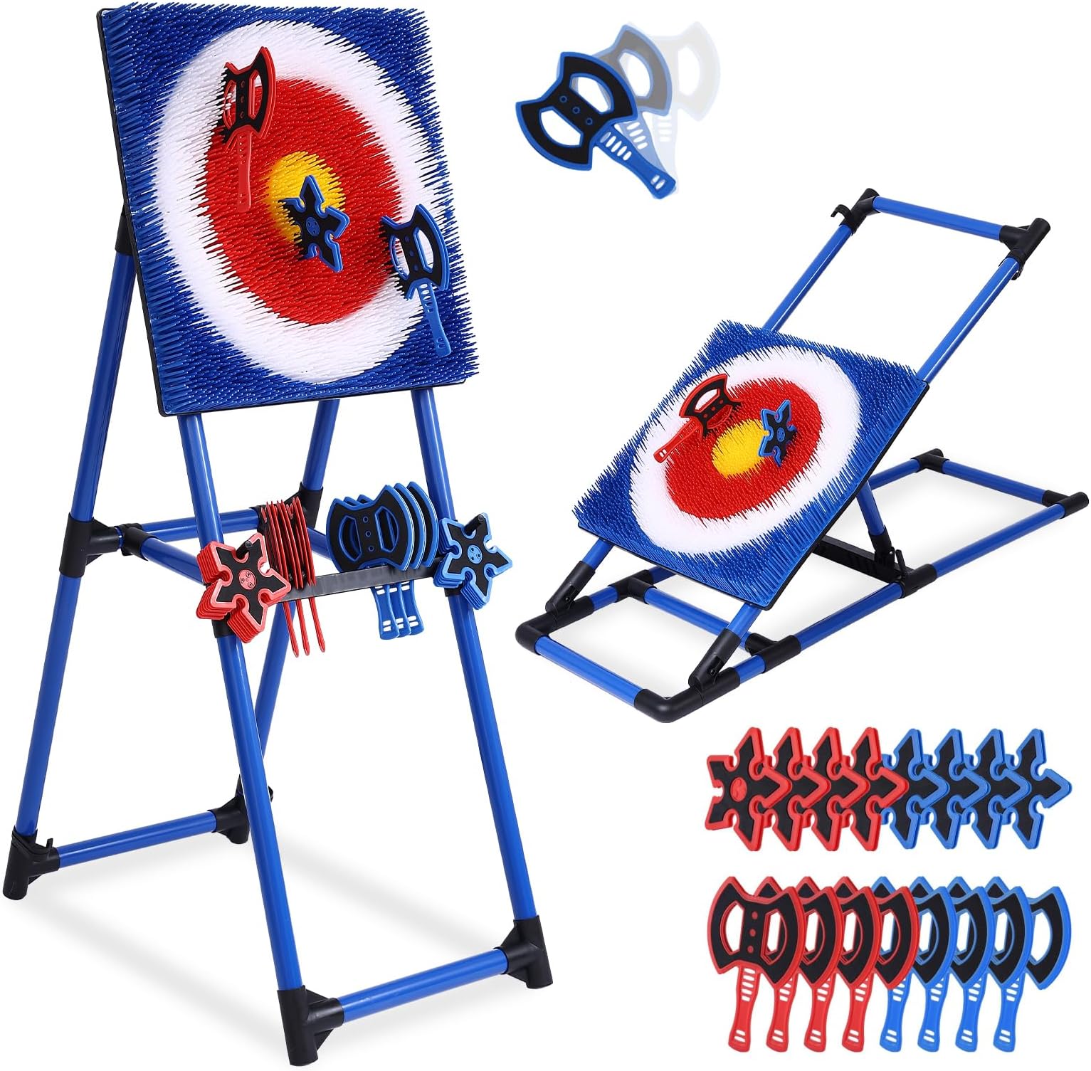 Sidske Axe Throwing Game for Backyard - 8 Throwing Axes Set - Deluxe Foldable Plastic Axe Throwing Target Game for Adults Kids, Outdoor Games Carnival Games