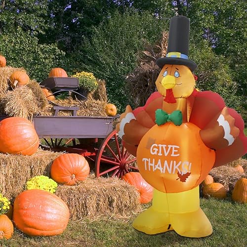 Miniatura 3 de SHDEJTG Decoración inflable de Acción de Gracias de 5.5 pies para exteriores, decoración inflable de patio con luces LED integradas, adecuada para