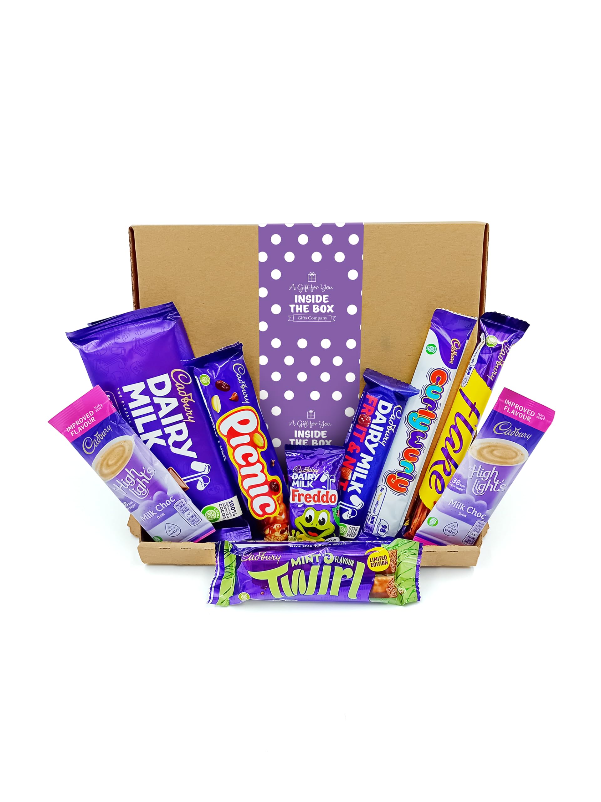 Inside the Box Gifts - Chocolate Selection Letterbox Gift - Purple Polka Dot with Creamy Milk Chocolate