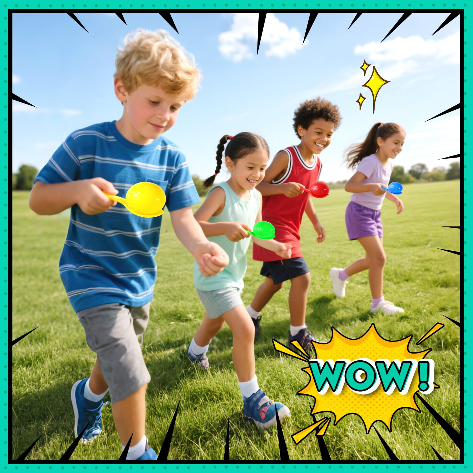 Sports and Outdoors, Sports Day Kit, 4 Potato Sack Race Bags, 4 Pairs of Foot Straps, 12 Medals, 5 Whistles, Perfect for Outside Backyard Field Day Birthday Party Games - 5