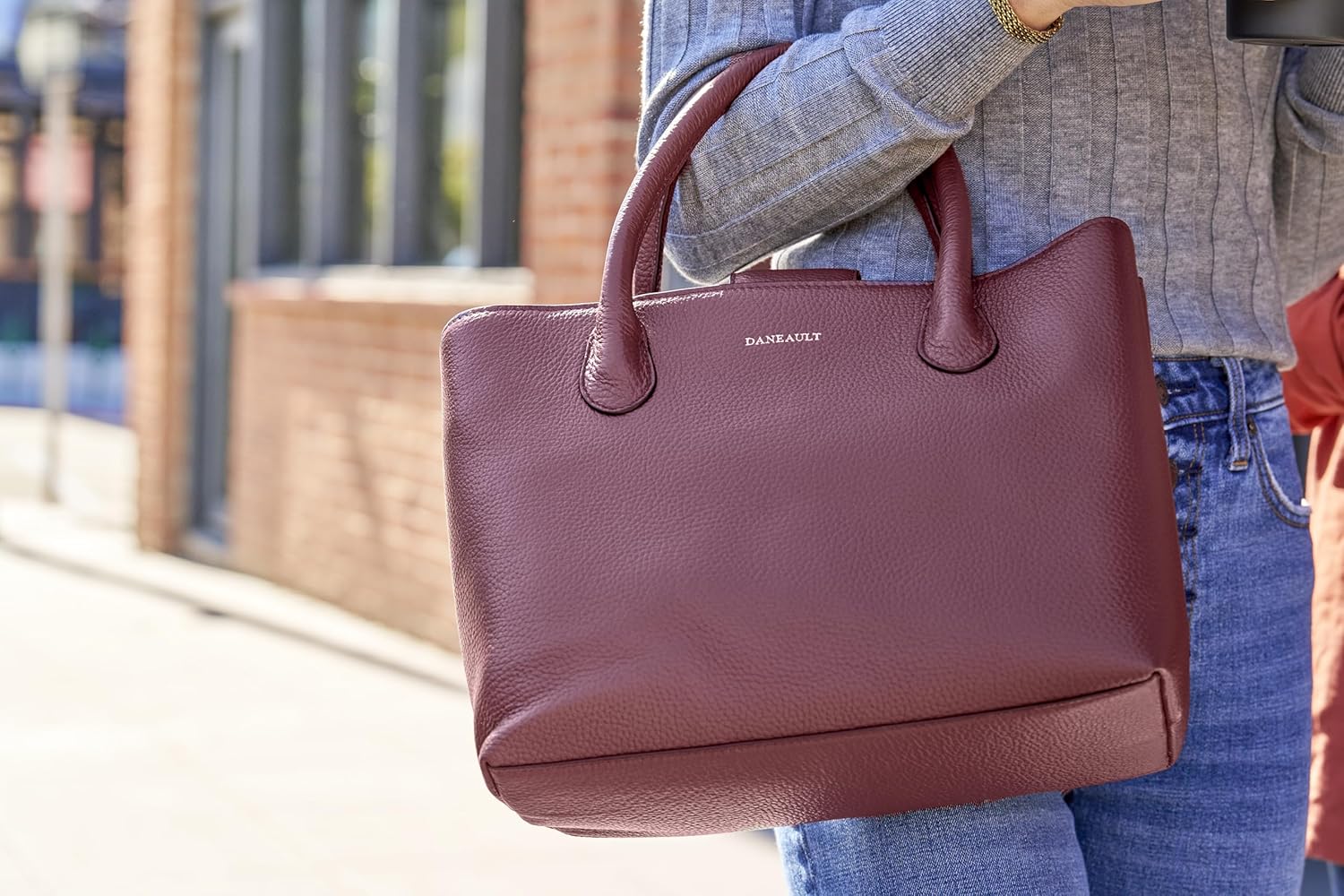 London Tote Bag – Pebbled Leather Women's Handbag - Double Handle Straps - Stylish & Durable - Everyday Tote Bag - Image 3