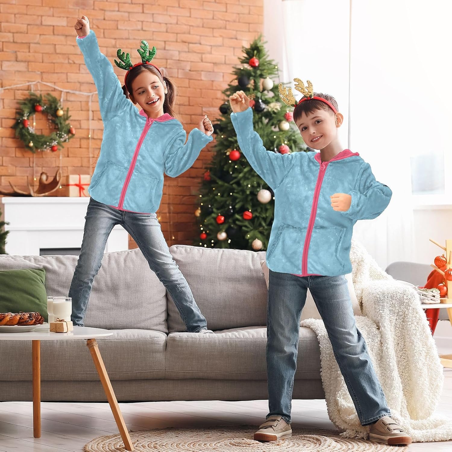 GuoChe Light Blue Sherpa Jacket