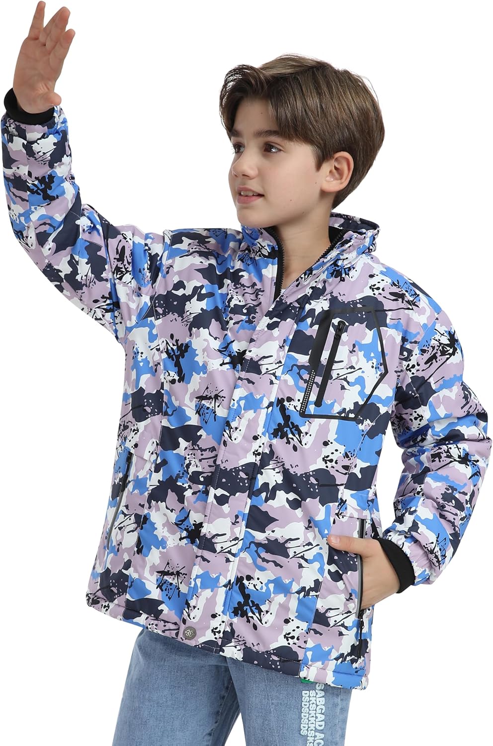 MoFiz Boys Waterproof Skiing Jacket Kids Hooded Fleece Winter Snowboard Jackets Windproof Warm Outerwear with Zip Pockets - Image 2