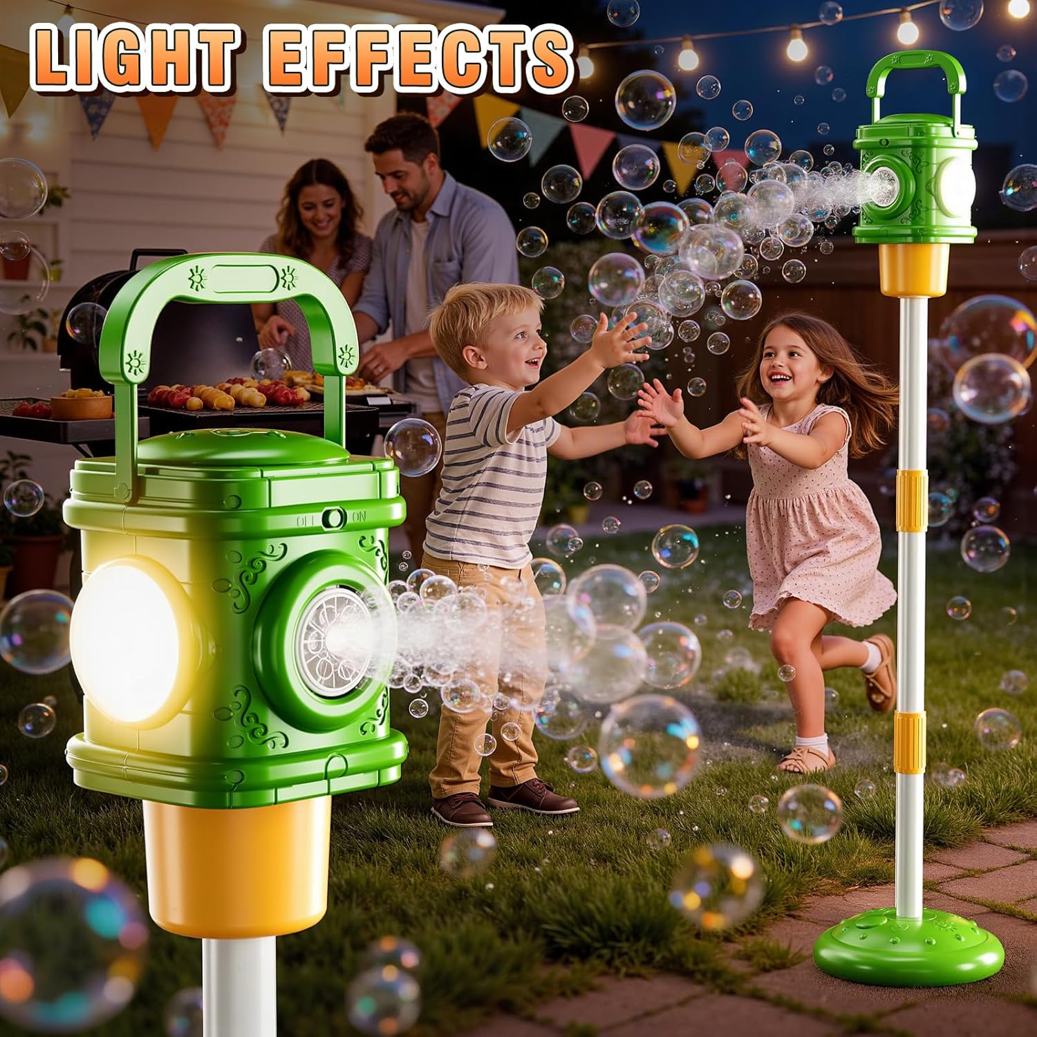 Bubble Machine for Toddlers 3-5, Bubble Blower Maker Lights Music with Remote Control, Standing Bubble Blower for Parties Birthday Wedding Toddlers Kid Summer Outdoor Toys