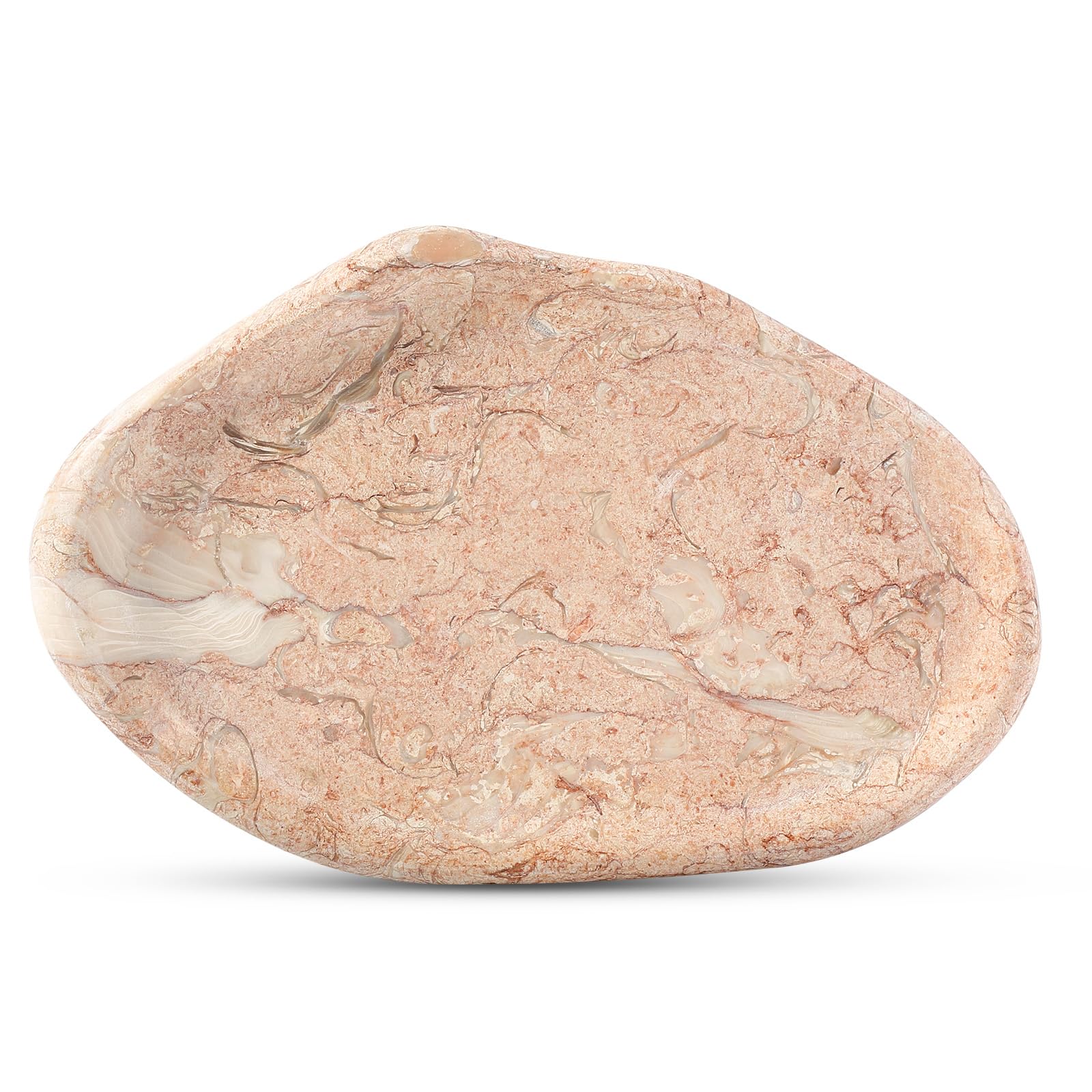Koville Luxurious Natural Pink Marble Vanity Tray, Cloud Shape Serving Stone Key Tray for Home Decor, 10" x 7" Marble Storage Trays for Bathroom, Stone Plate Holder for Perfume, Candle and Jewelry