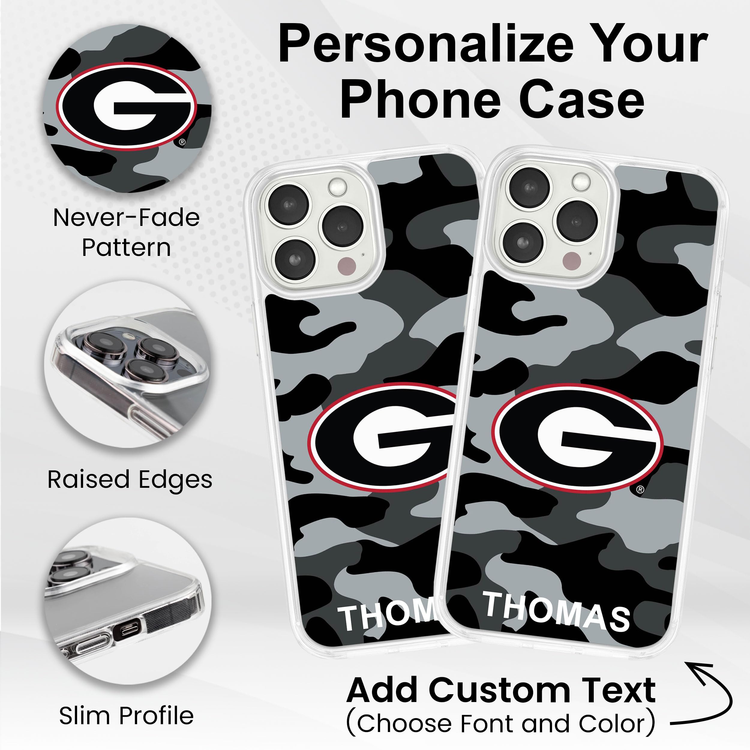 Affinity Bands Georgia Bulldogs HD Custom Name Phone Case Compatible with Apple iPhone 11 Pro (Camo)