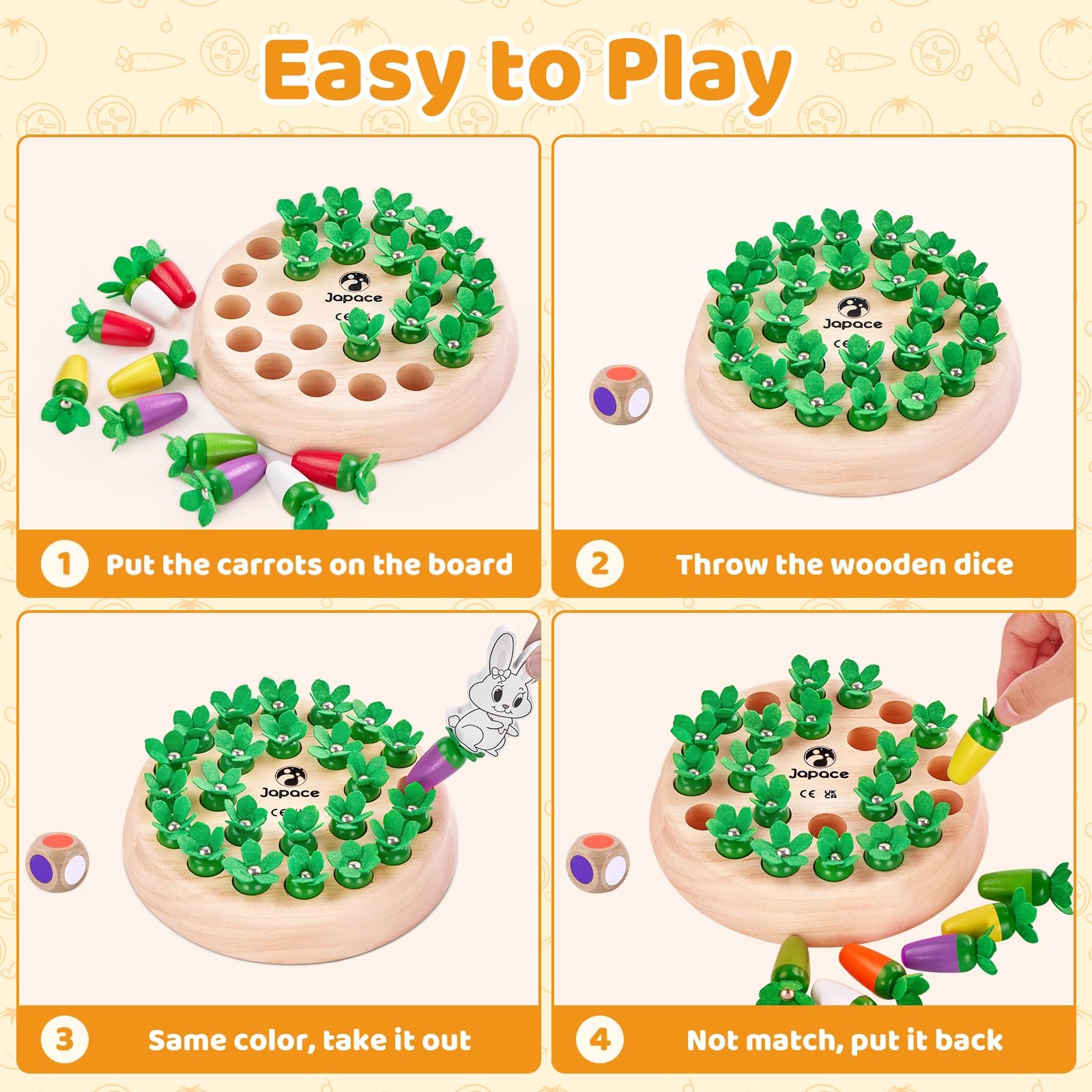 Monopoly Junior Juego De Memoria De Madera Montessori Zanahorias